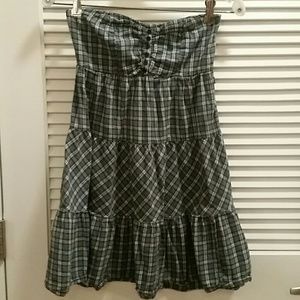 Strapless plaid dress